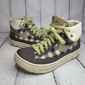 Nike Wooly High Top Shoes W/044 Stick Rubber Womens 8 Brown Green Rare